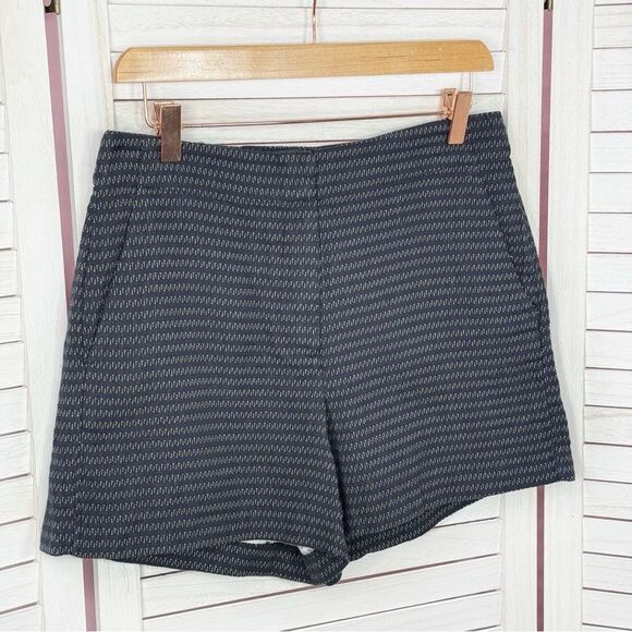 Loft Striped Cotton Knit High Rise Shorts Four Inch Navy Blue White Size 2 - Picture 1 of 13